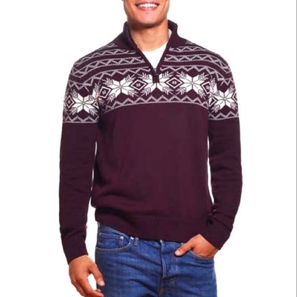 Weatherproof Other - Weatherproof Vintage 100% Cotton Cozy Quarter Zip Sweater with Nordic Snowflakes